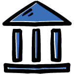 Hand drawn Capital building with blue highlights
